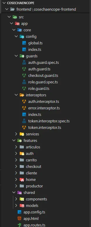 Frontend de Cosecha en Cope con Angular